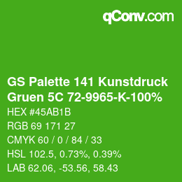 Color code: GS Palette 141 Kunstdruck - Gruen 5C 72-9965-K-100% | qconv.com