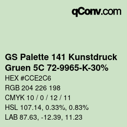 Code couleur: GS Palette 141 Kunstdruck - Gruen 5C 72-9965-K-30% | qconv.com