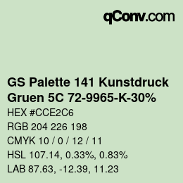 カラーコード: GS Palette 141 Kunstdruck - Gruen 5C 72-9965-K-30% | qconv.com