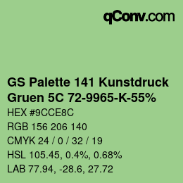 カラーコード: GS Palette 141 Kunstdruck - Gruen 5C 72-9965-K-55% | qconv.com