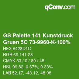 カラーコード: GS Palette 141 Kunstdruck - Gruen 5C 73-9960-K-100% | qconv.com