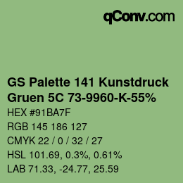 Código de color: GS Palette 141 Kunstdruck - Gruen 5C 73-9960-K-55% | qconv.com