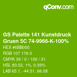 Color code: GS Palette 141 Kunstdruck - Gruen 5C 74-9966-K-100% | qconv.com