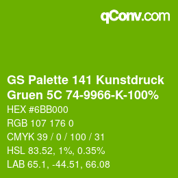 カラーコード: GS Palette 141 Kunstdruck - Gruen 5C 74-9966-K-100% | qconv.com