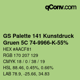 Farbcode: GS Palette 141 Kunstdruck - Gruen 5C 74-9966-K-55% | qconv.com