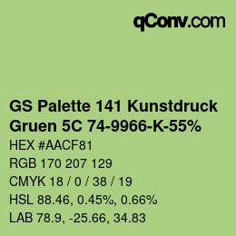 Código de color: GS Palette 141 Kunstdruck - Gruen 5C 74-9966-K-55% | qconv.com