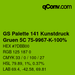 カラーコード: GS Palette 141 Kunstdruck - Gruen 5C 75-9967-K-100% | qconv.com