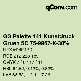 Color code: GS Palette 141 Kunstdruck - Gruen 5C 75-9967-K-30% | qconv.com