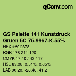 カラーコード: GS Palette 141 Kunstdruck - Gruen 5C 75-9967-K-55% | qconv.com