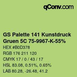 Code couleur: GS Palette 141 Kunstdruck - Gruen 5C 75-9967-K-55% | qconv.com