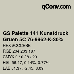 Farbcode: GS Palette 141 Kunstdruck - Gruen 5C 76-9962-K-30% | qconv.com