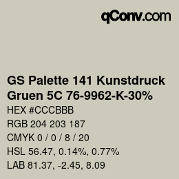 Color code: GS Palette 141 Kunstdruck - Gruen 5C 76-9962-K-30% | qconv.com
