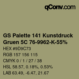 Color code: GS Palette 141 Kunstdruck - Gruen 5C 76-9962-K-55% | qconv.com