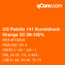 カラーコード: GS Palette 141 Kunstdruck - Orange 2C 09-100% | qconv.com