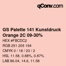 Code couleur: GS Palette 141 Kunstdruck - Orange 2C 09-30% | qconv.com