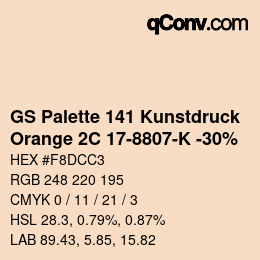 Code couleur: GS Palette 141 Kunstdruck - Orange 2C 17-8807-K -30% | qconv.com