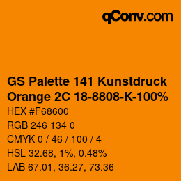 Código de color: GS Palette 141 Kunstdruck - Orange 2C 18-8808-K-100% | qconv.com