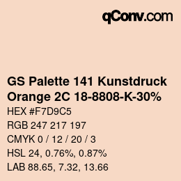 Code couleur: GS Palette 141 Kunstdruck - Orange 2C 18-8808-K-30% | qconv.com