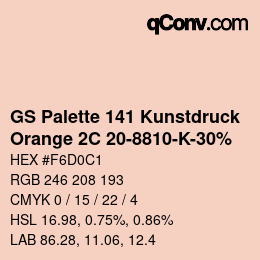 Código de color: GS Palette 141 Kunstdruck - Orange 2C 20-8810-K-30% | qconv.com