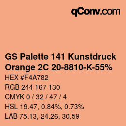 Farbcode: GS Palette 141 Kunstdruck - Orange 2C 20-8810-K-55% | qconv.com