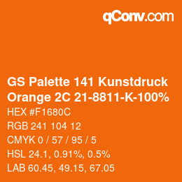 Código de color: GS Palette 141 Kunstdruck - Orange 2C 21-8811-K-100% | qconv.com