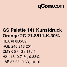 Farbcode: GS Palette 141 Kunstdruck - Orange 2C 21-8811-K-30% | qconv.com