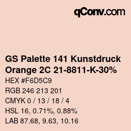 Código de color: GS Palette 141 Kunstdruck - Orange 2C 21-8811-K-30% | qconv.com