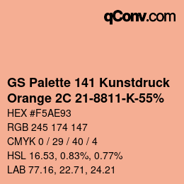 Código de color: GS Palette 141 Kunstdruck - Orange 2C 21-8811-K-55% | qconv.com