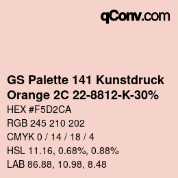 Código de color: GS Palette 141 Kunstdruck - Orange 2C 22-8812-K-30% | qconv.com