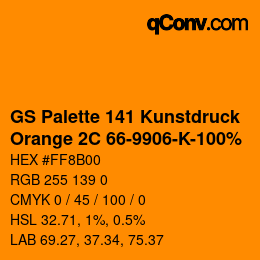 Farbcode: GS Palette 141 Kunstdruck - Orange 2C 66-9906-K-100% | qconv.com