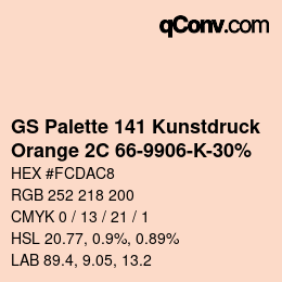 Farbcode: GS Palette 141 Kunstdruck - Orange 2C 66-9906-K-30% | qconv.com