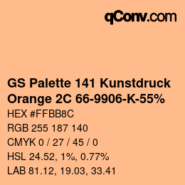 Código de color: GS Palette 141 Kunstdruck - Orange 2C 66-9906-K-55% | qconv.com