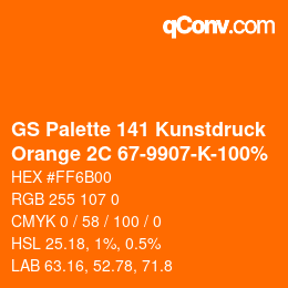 Color code: GS Palette 141 Kunstdruck - Orange 2C 67-9907-K-100% | qconv.com