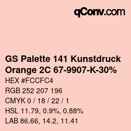 Código de color: GS Palette 141 Kunstdruck - Orange 2C 67-9907-K-30% | qconv.com