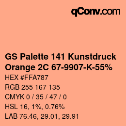 Código de color: GS Palette 141 Kunstdruck - Orange 2C 67-9907-K-55% | qconv.com