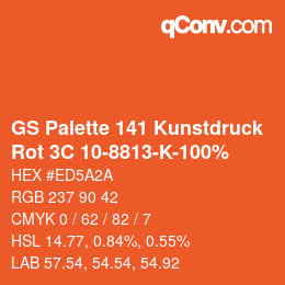 Código de color: GS Palette 141 Kunstdruck - Rot 3C 10-8813-K-100% | qconv.com