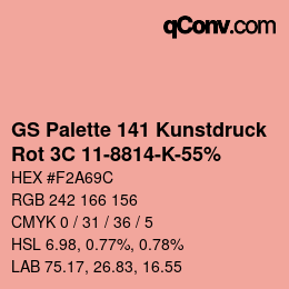 Code couleur: GS Palette 141 Kunstdruck - Rot 3C 11-8814-K-55% | qconv.com