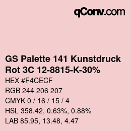 Farbcode: GS Palette 141 Kunstdruck - Rot 3C 12-8815-K-30% | qconv.com