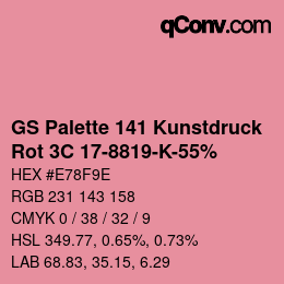 Código de color: GS Palette 141 Kunstdruck - Rot 3C 17-8819-K-55% | qconv.com