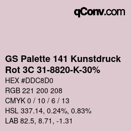 Color code: GS Palette 141 Kunstdruck - Rot 3C 31-8820-K-30% | qconv.com