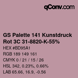 Code couleur: GS Palette 141 Kunstdruck - Rot 3C 31-8820-K-55% | qconv.com