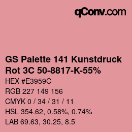 Farbcode: GS Palette 141 Kunstdruck - Rot 3C 50-8817-K-55% | qconv.com