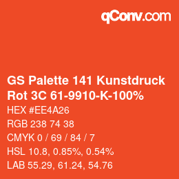 Farbcode: GS Palette 141 Kunstdruck - Rot 3C 61-9910-K-100% | qconv.com