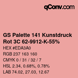 Código de color: GS Palette 141 Kunstdruck - Rot 3C 62-9912-K-55% | qconv.com