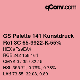 Code couleur: GS Palette 141 Kunstdruck - Rot 3C 65-9922-K-55% | qconv.com