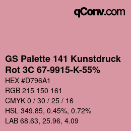 Code couleur: GS Palette 141 Kunstdruck - Rot 3C 67-9915-K-55% | qconv.com
