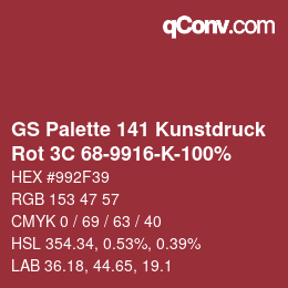 Farbcode: GS Palette 141 Kunstdruck - Rot 3C 68-9916-K-100% | qconv.com