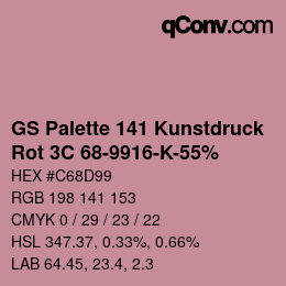 カラーコード: GS Palette 141 Kunstdruck - Rot 3C 68-9916-K-55% | qconv.com