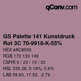 Color code: GS Palette 141 Kunstdruck - Rot 3C 70-9918-K-55% | qconv.com