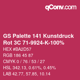 Farbcode: GS Palette 141 Kunstdruck - Rot 3C 71-9924-K-100% | qconv.com